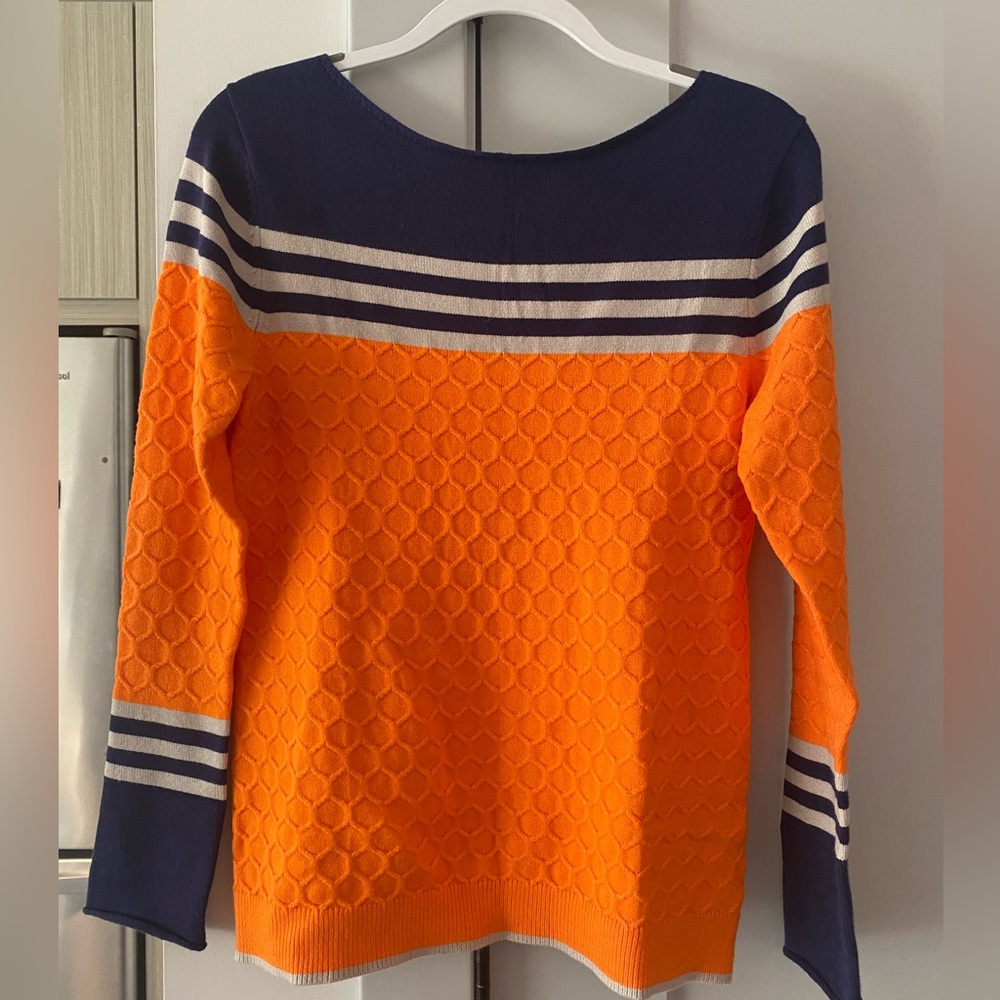 Orange and Blue Textured Sweater